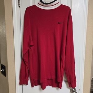 NIKE  Size Large RED  TURTLENECK 100% COTTON LONG SLEEVE PULLOVER TOP